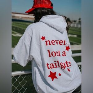 Never Lost a Tailgate stars hoodie sweatshirt pocket riff raff game day college